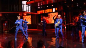 David Byrne Joins Stephen Colbert for “Burning Down the House”